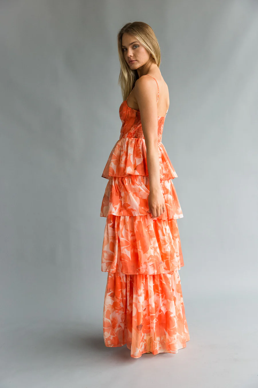 Poppy Bustier Corset Tiered Maxi Dress