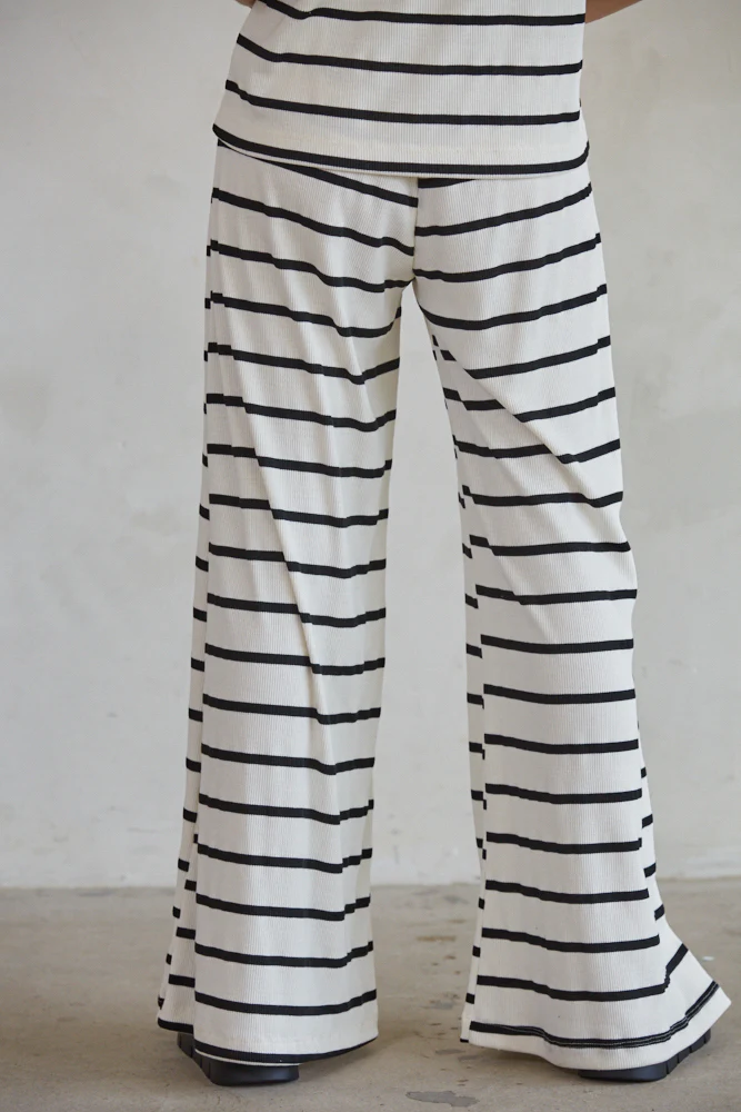 Sailor Striped Ribbed Wide Leg Pants