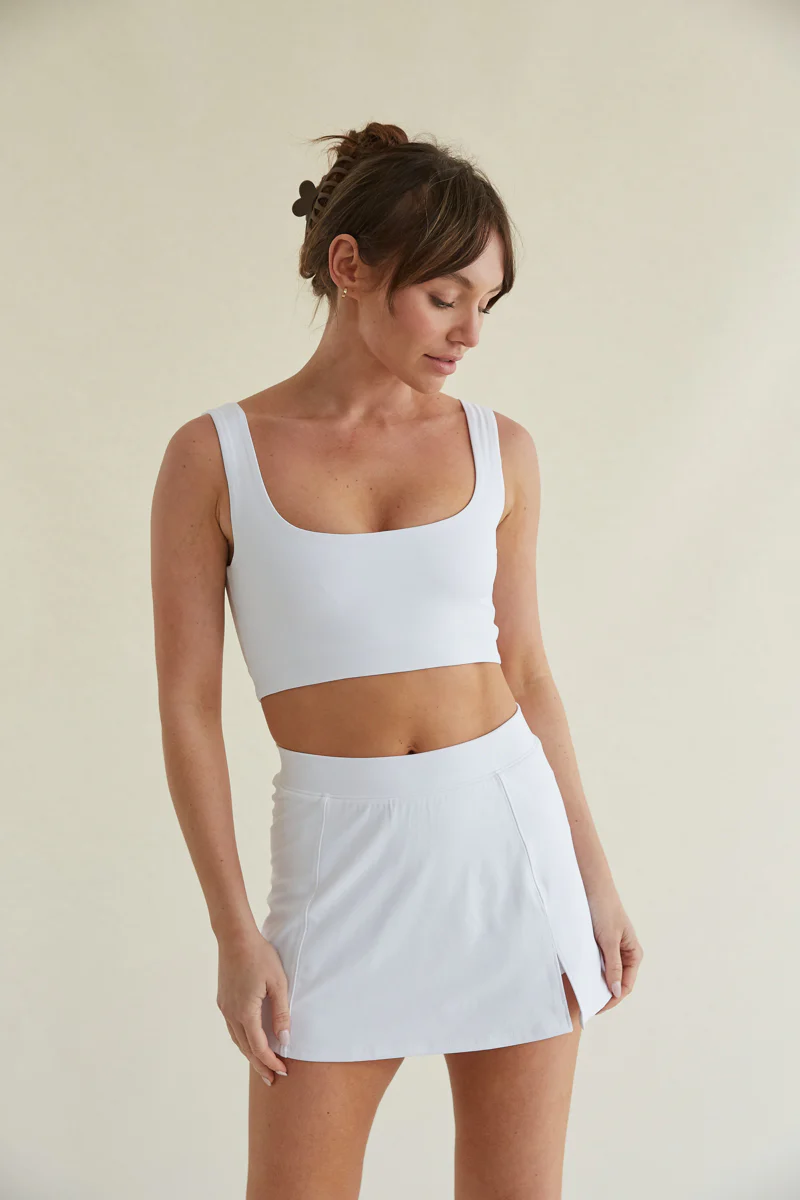 Kenzie Double Lined Crop Tank in White