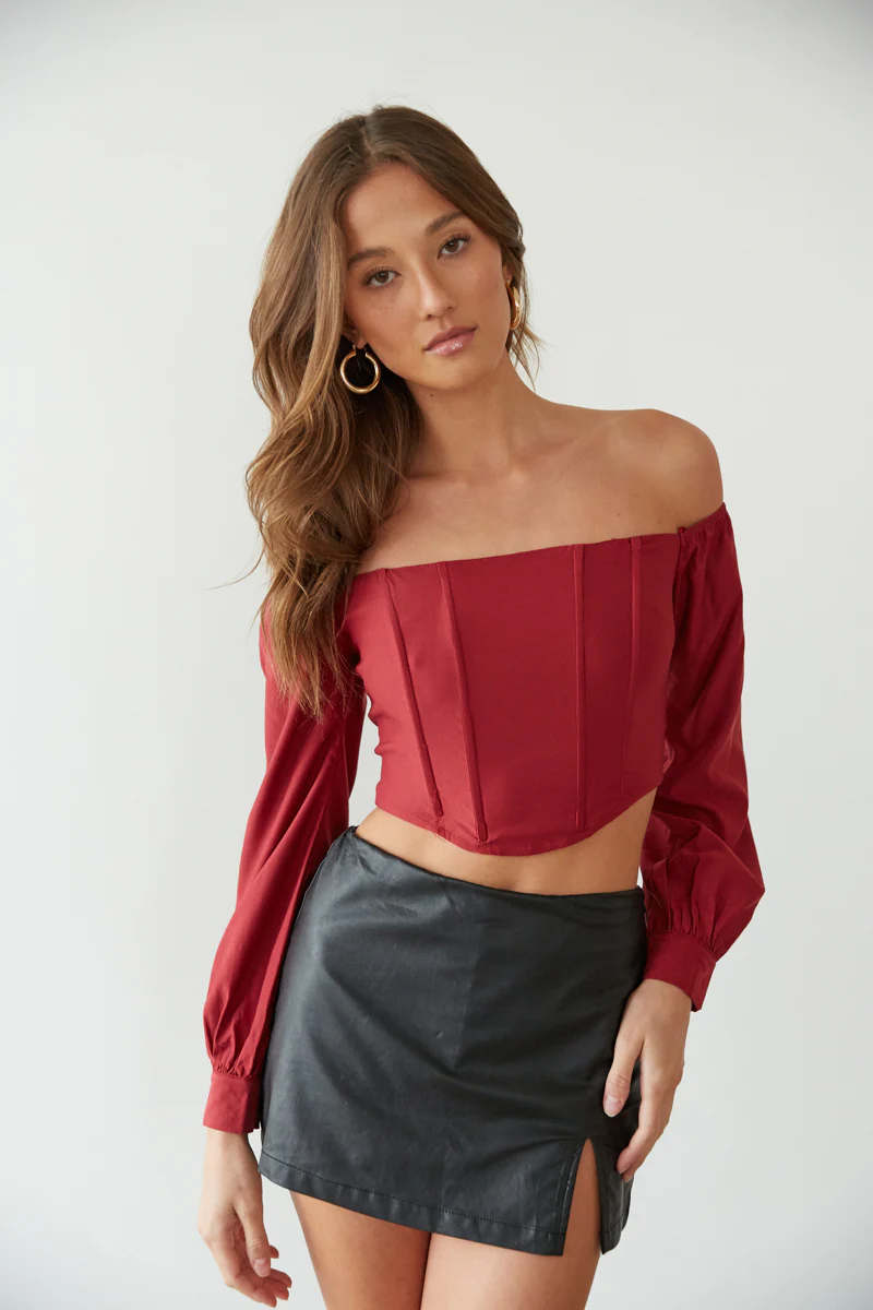 Haley Puff Sleeve Corset Top