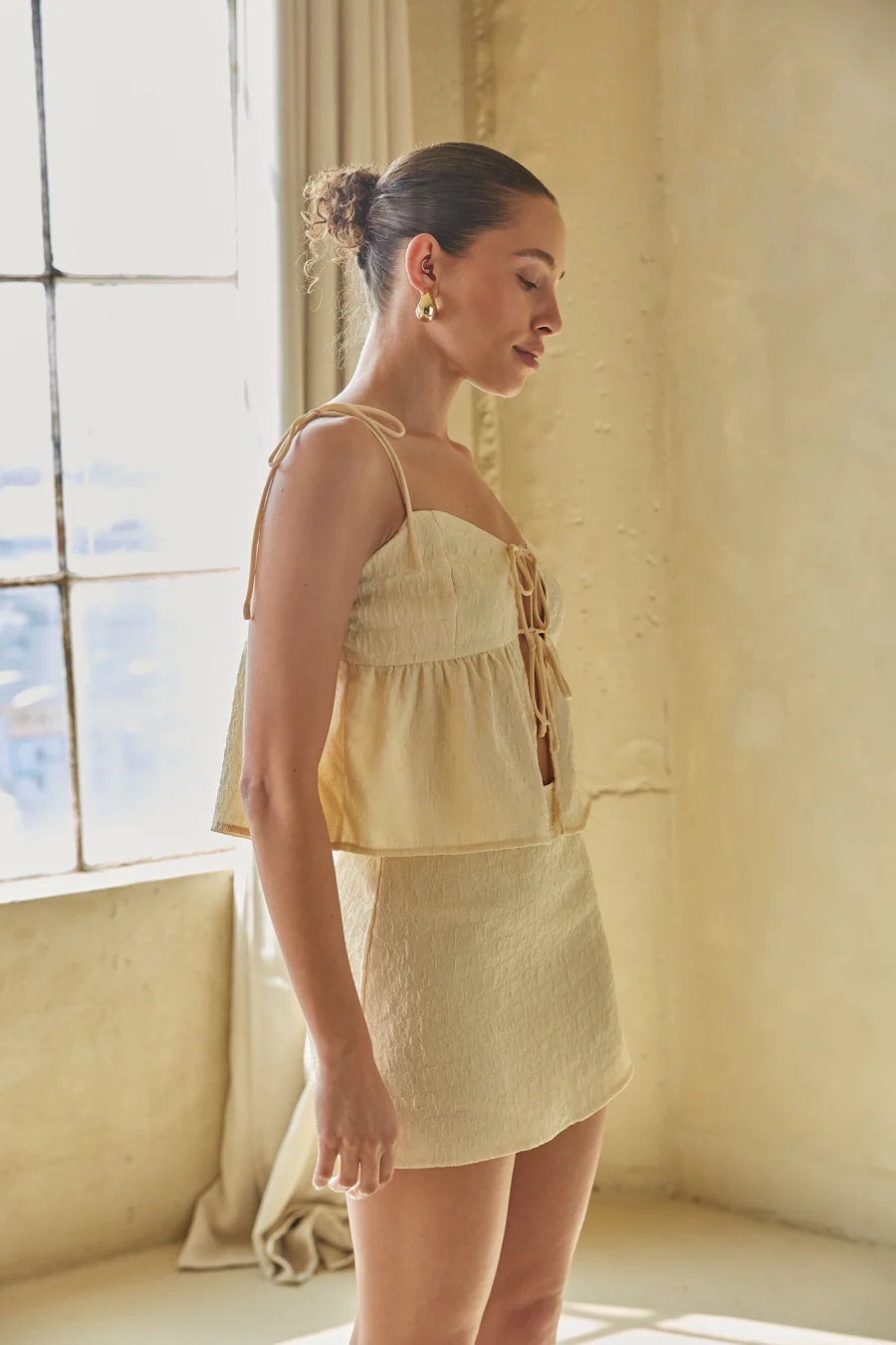 Talia Textured Tie Front Top