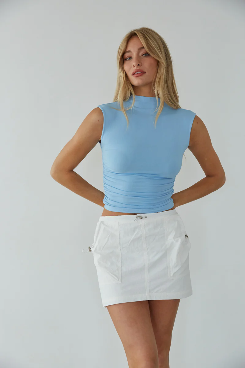 Taylor Ruched High Neck Tank Top