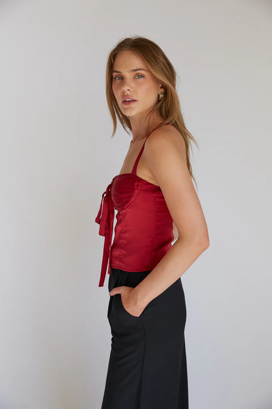 Cheryl Pleated Satin Bustier Corset Top