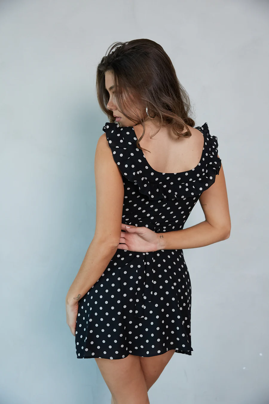 Anais Polka Dot Ruffle Mini Dress