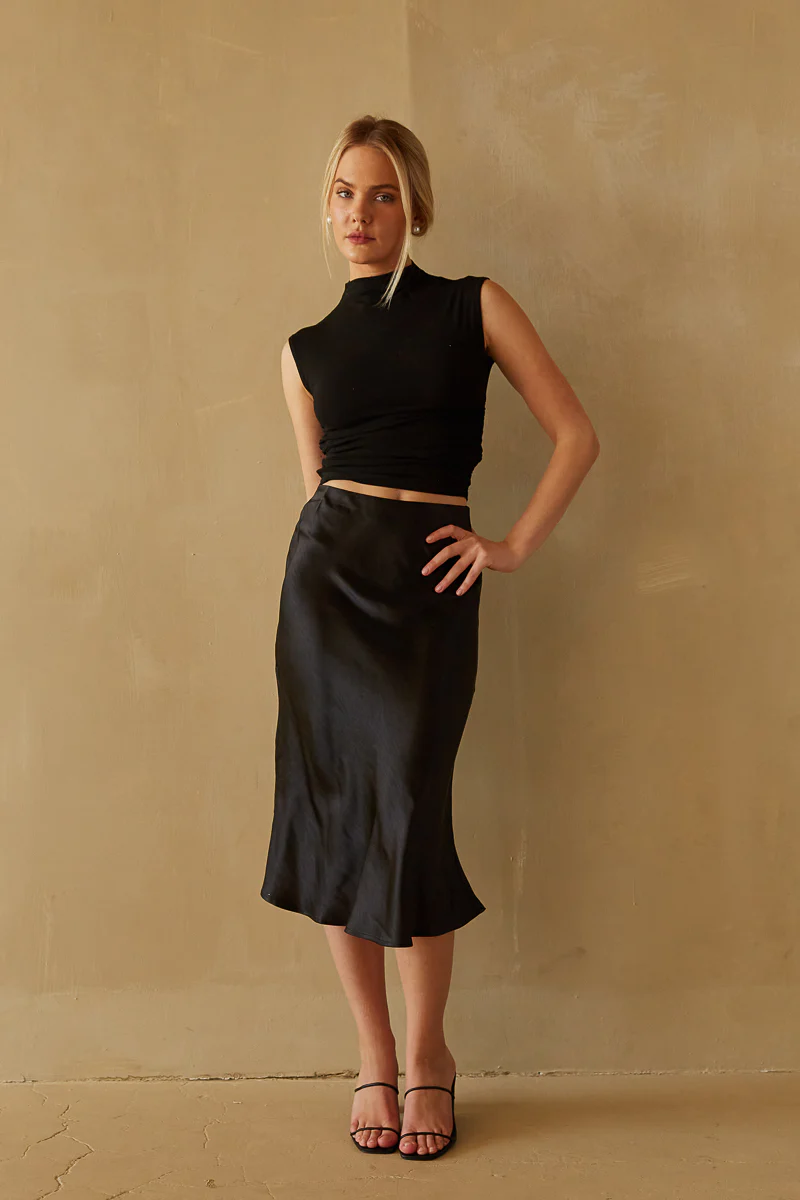 Eliza Satin Midi Skirt