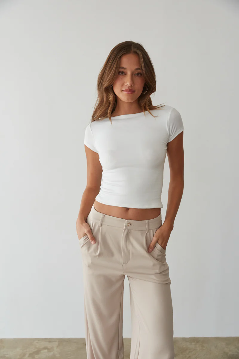 Aubrey Butter Soft Open Back Baby Tee