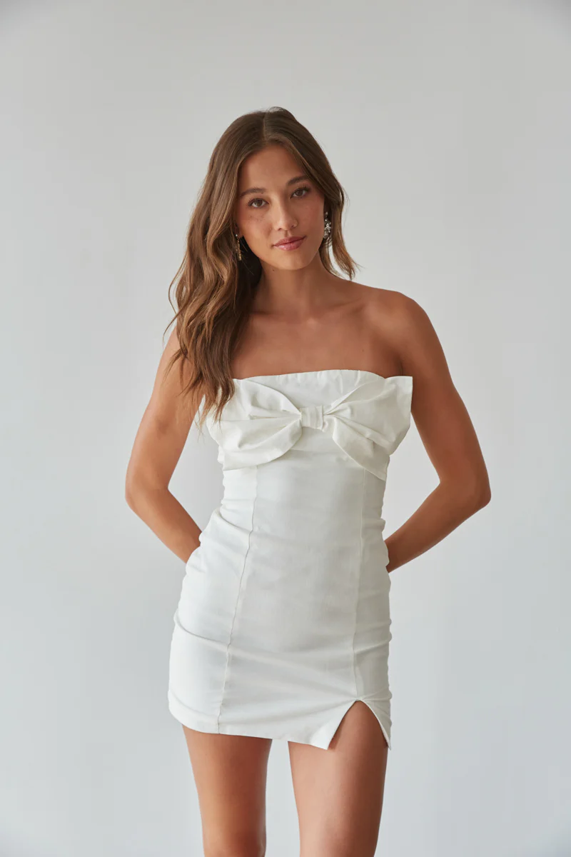 Mina Strapless Bow Bodycon Mini Dress