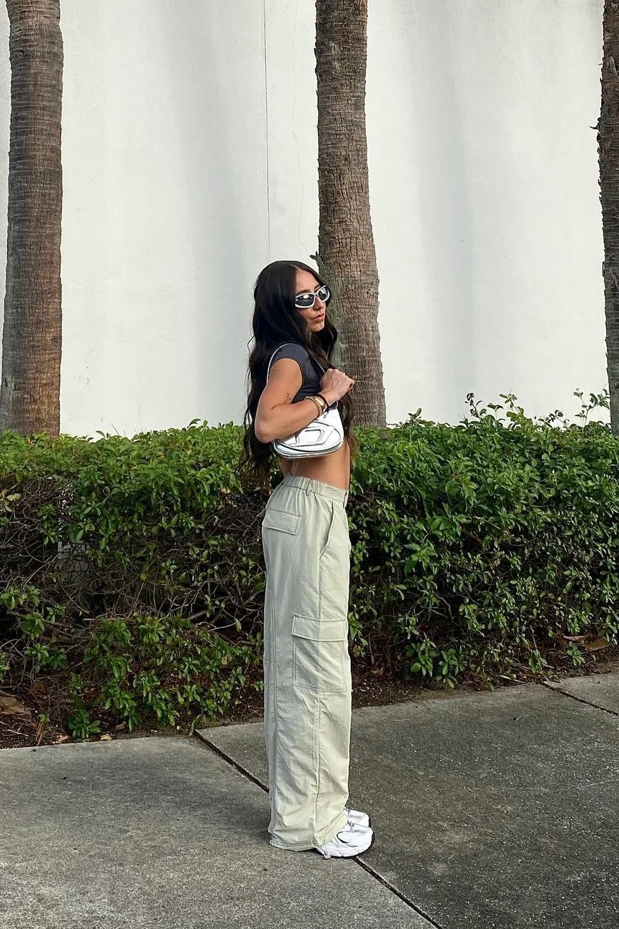 Lydia Contrast Seam Parachute Pants