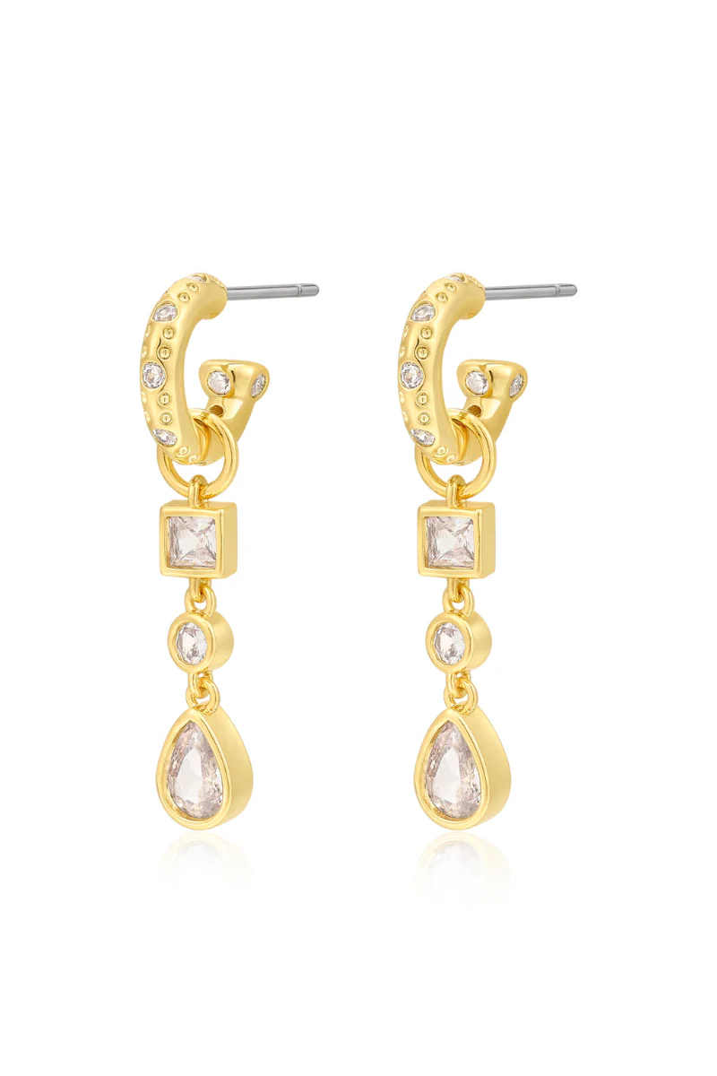 LUV AJ Bezel Stone Charm Huggies