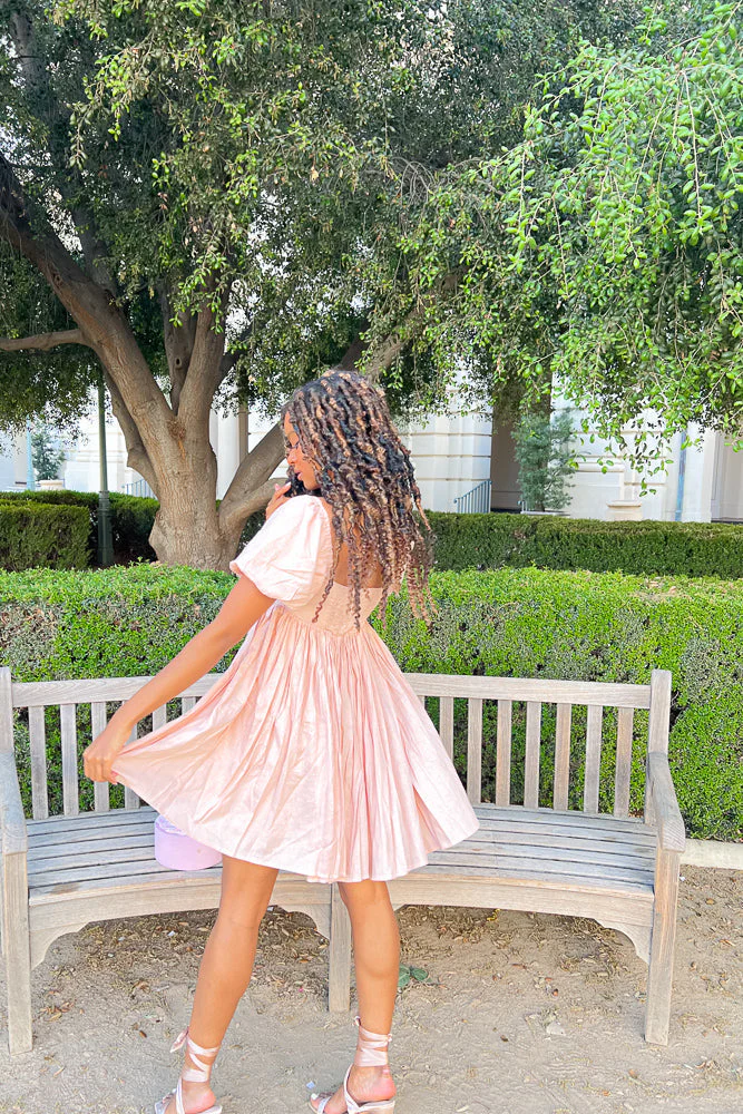 Jasmine Linen Puff Sleeve Babydoll Dress