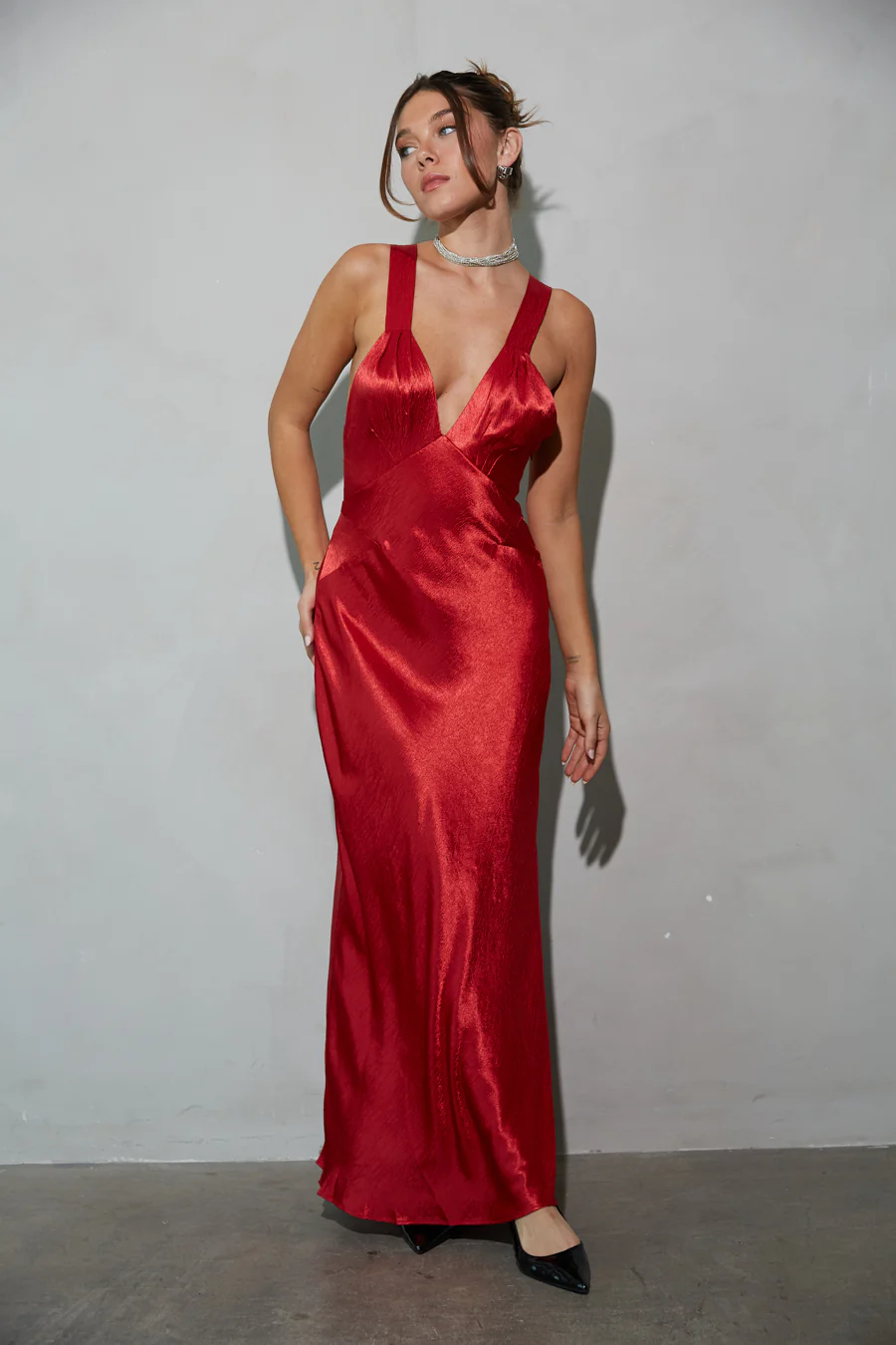 Illianna Open Back Satin Maxi Dress