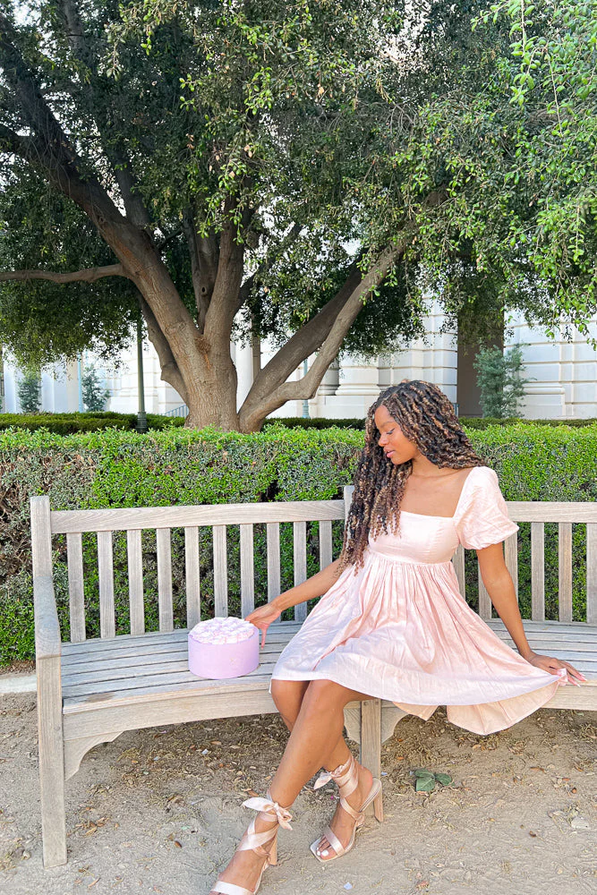 Jasmine Linen Puff Sleeve Babydoll Dress