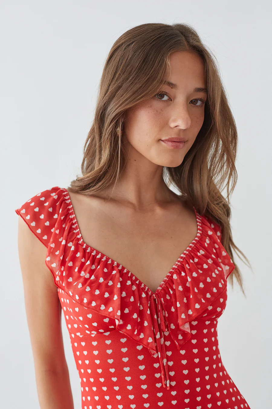 Enid Ruffle Sweetheart Heart Mini Dress