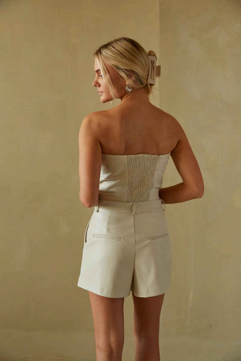 Chelsea Faux Leather Strapless Bustier Top