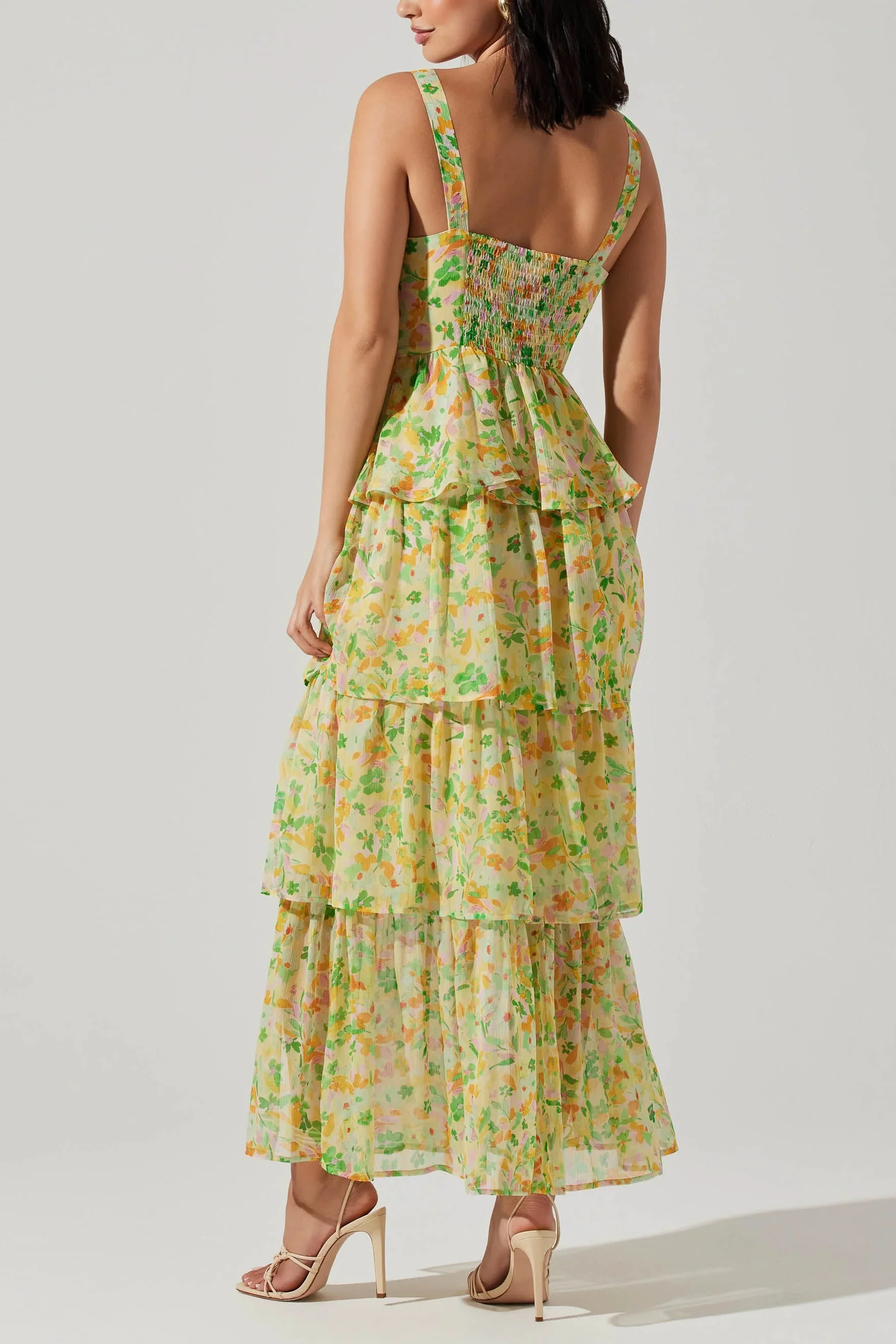 ASTR Midsummer Floral Tiered Maxi Dress in Bright Floral