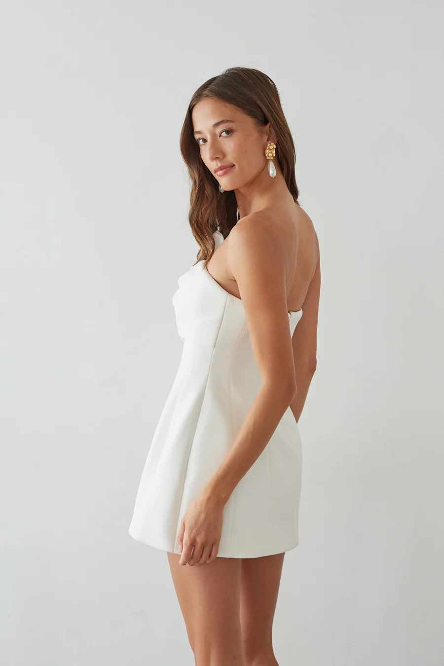 Alix Strapless Twist Front Bubble Mini Dress