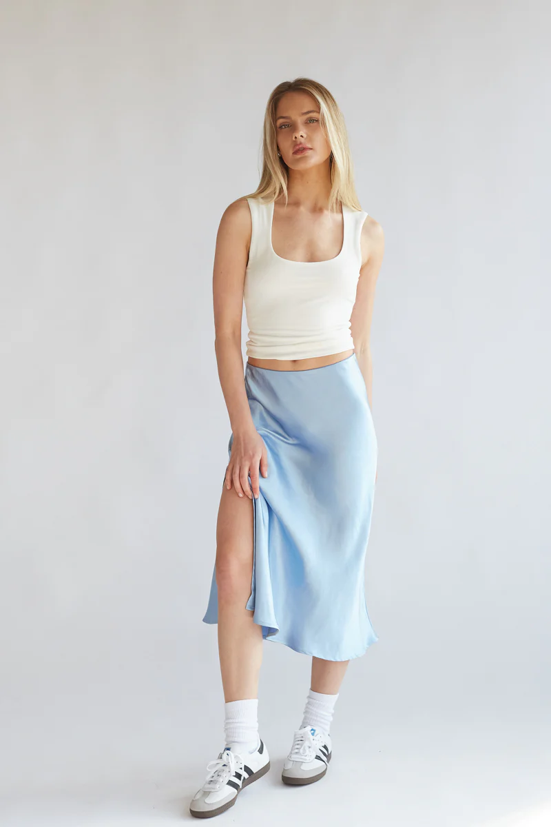 Eliza Satin Midi Skirt