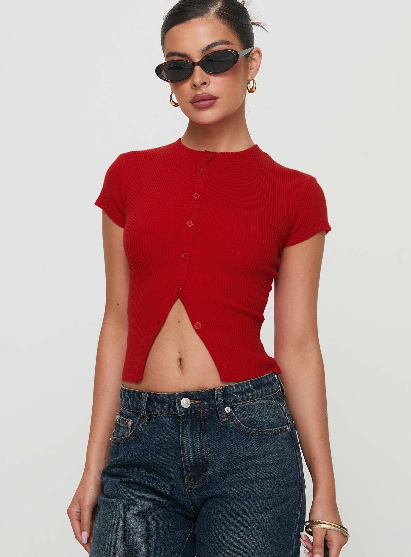 Suzu Knit Top Red