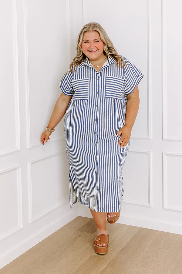 Coastal Charisma Stripe Midi Dress Curves