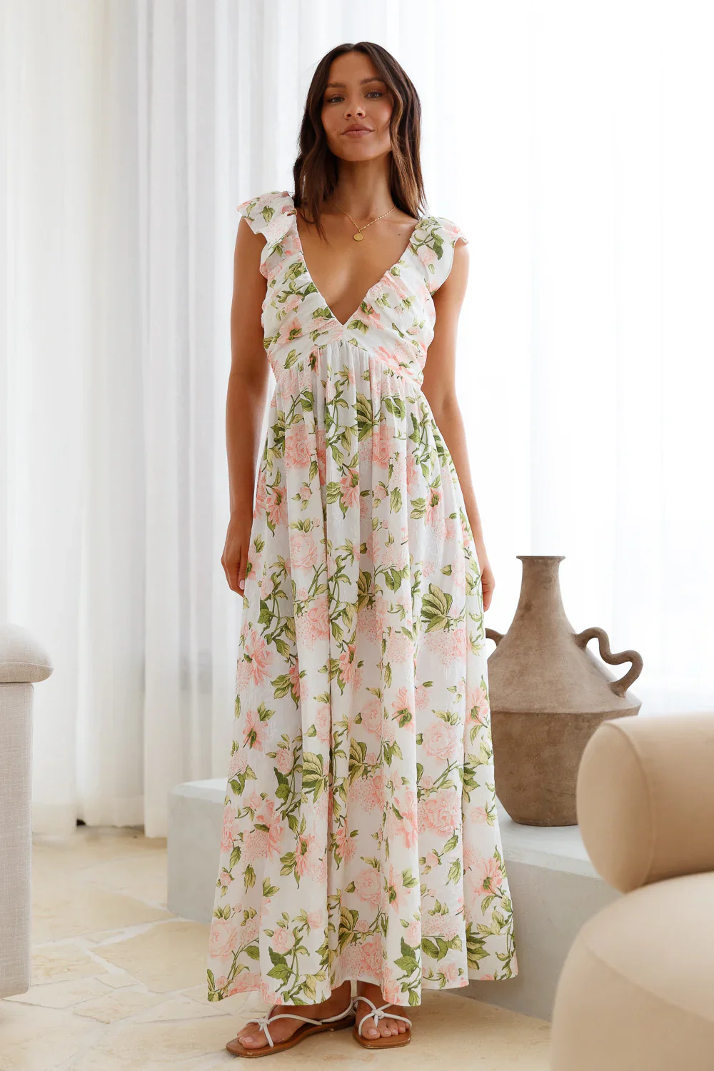 Floral Cascade Maxi Dress