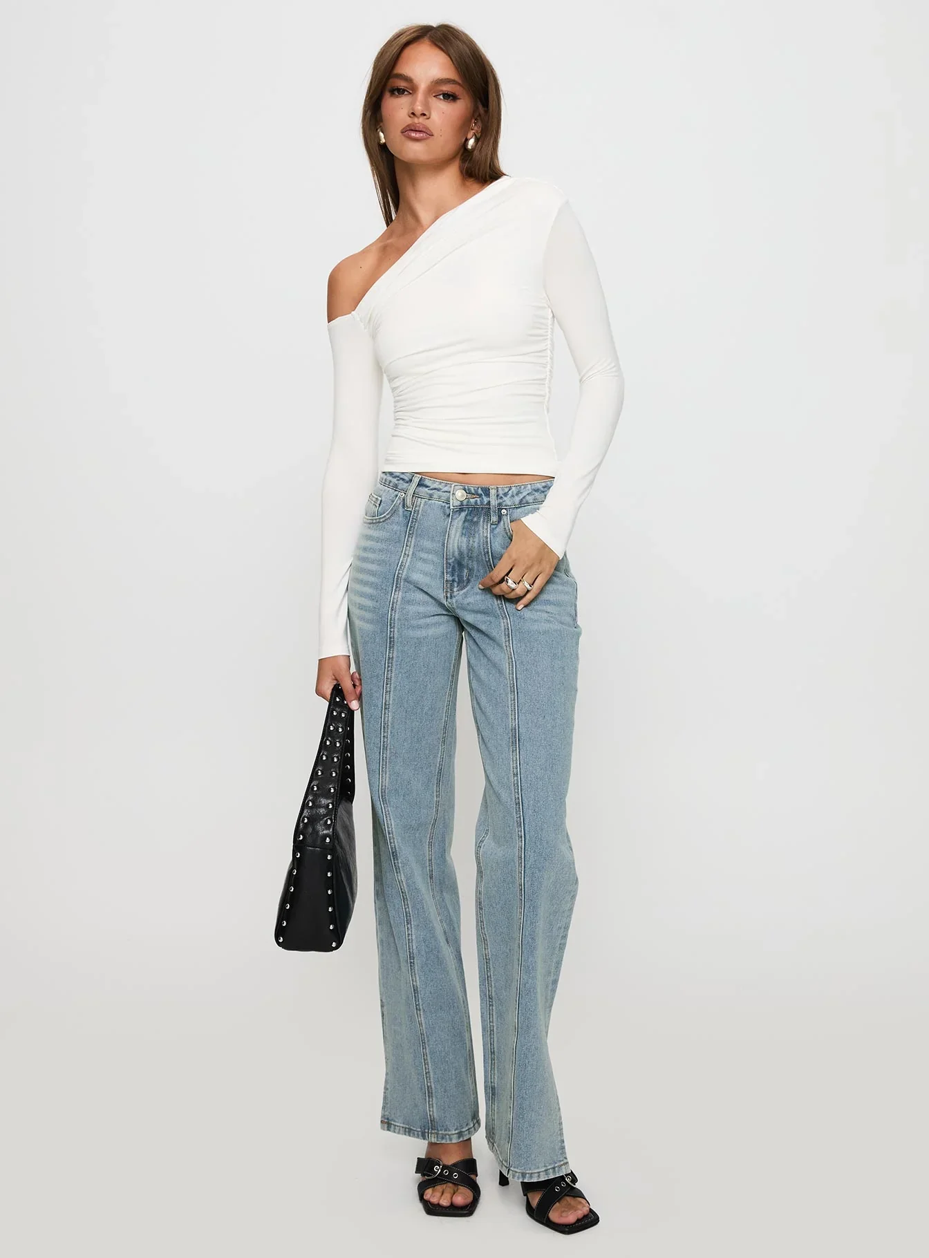 White Mustang Side Split Jean Light Blue