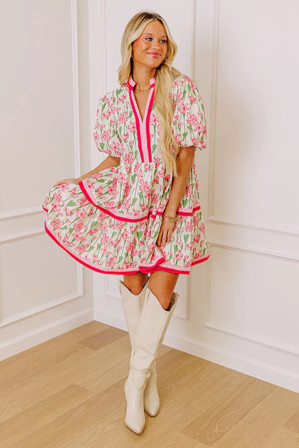 Fresh Horizon Floral Mini Dress in Pink