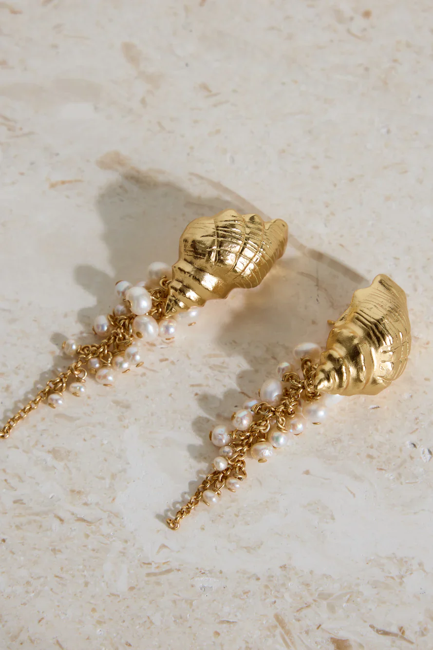 18K Gold Plated Hearing Waves Earrings Gold