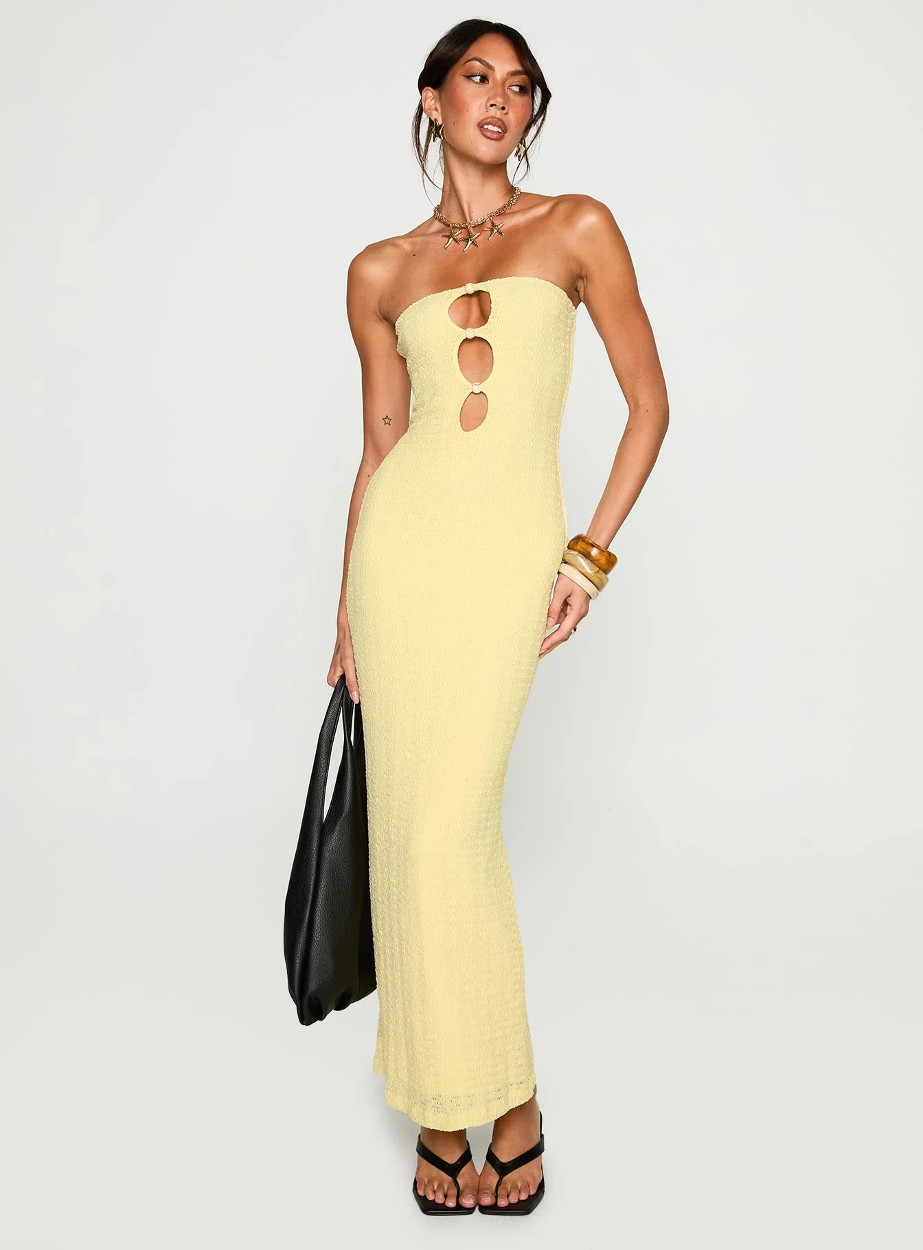 Saijana Strapless Maxi Dress Lemon