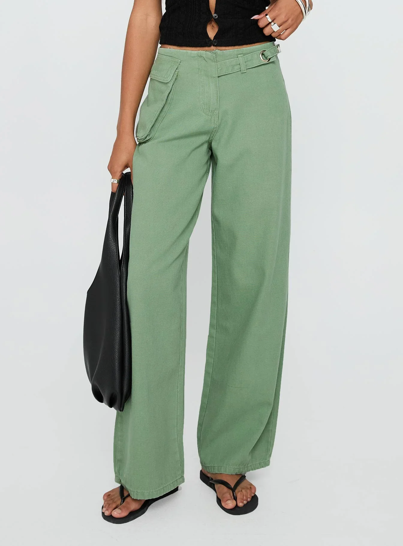 Mercadi Cargo Straight Leg Jeans Green