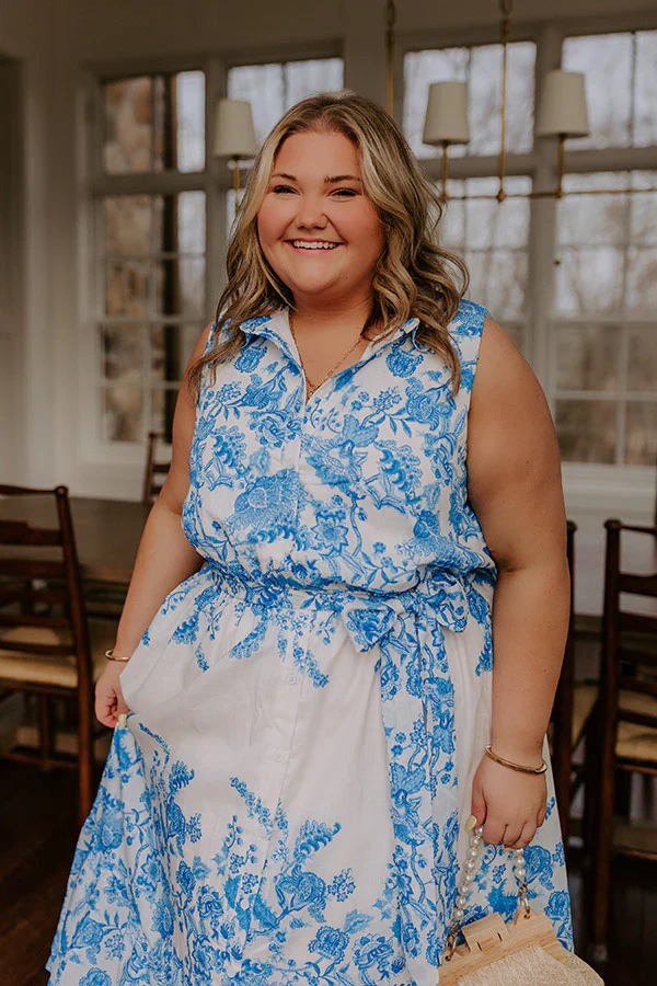 Tea Garden Stroll Floral Midi Dress Curves