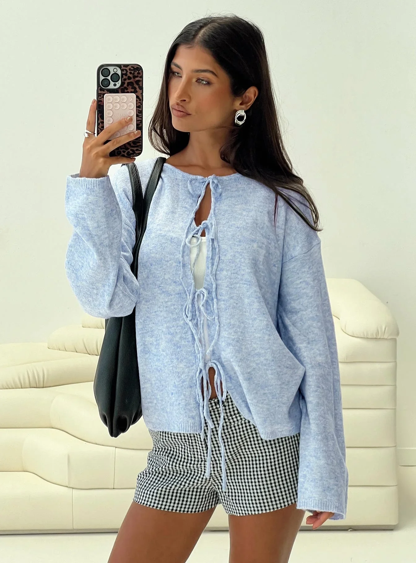 Frosty Knit Cardigan Blue