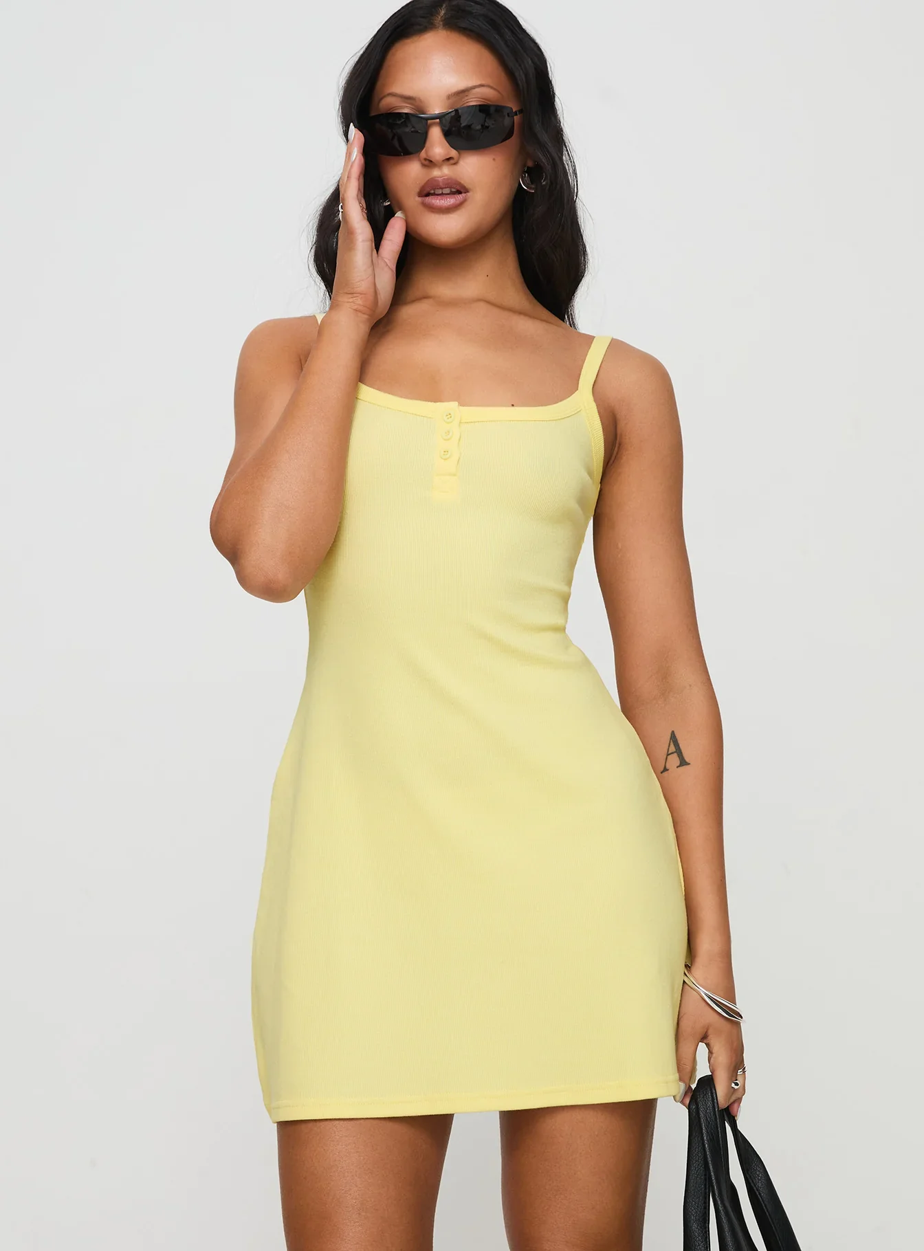 Baseline Rib Mini Dress Yellow