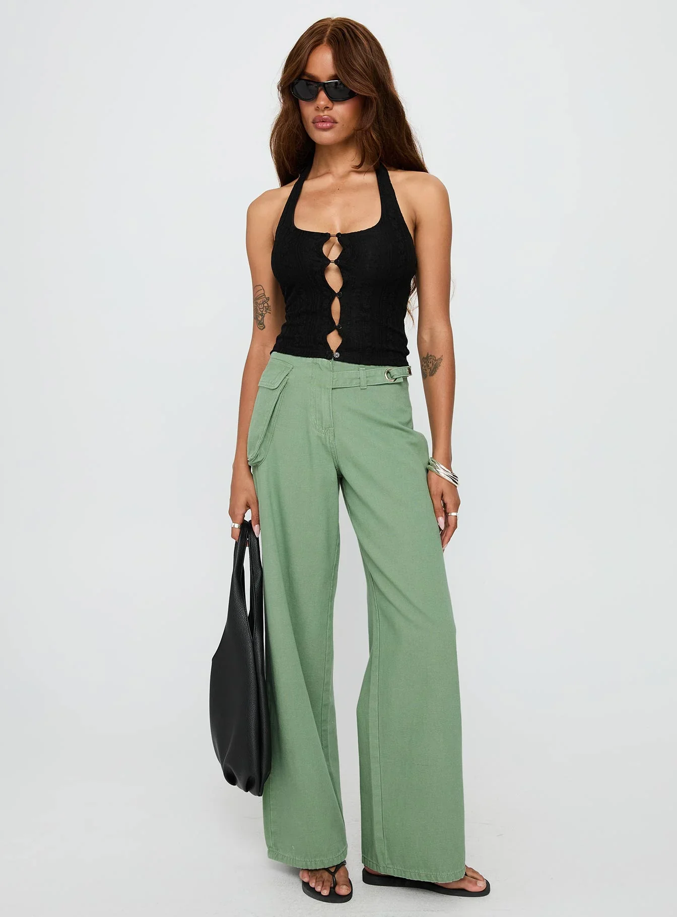 Mercadi Cargo Straight Leg Jeans Green