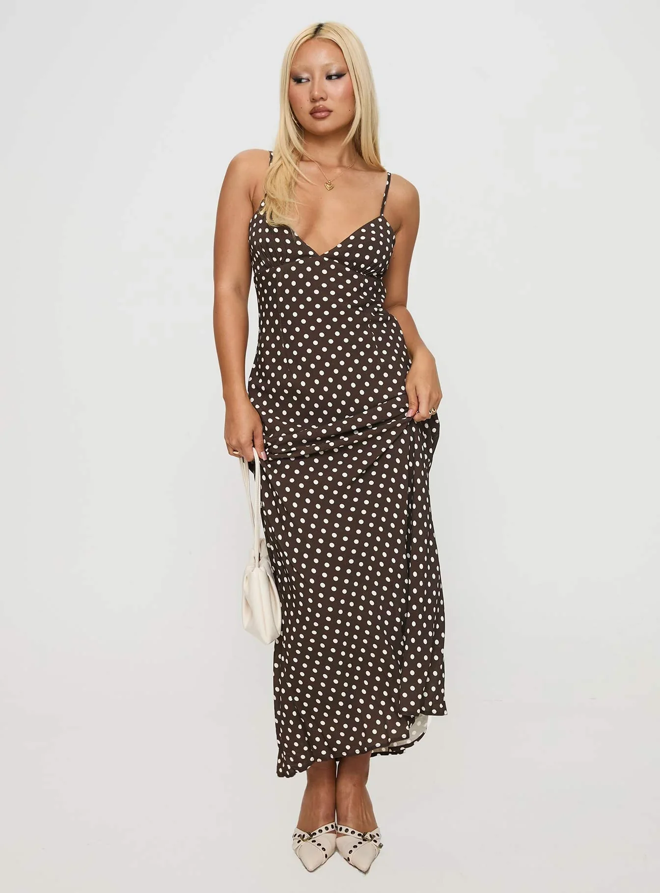 Jorjana Polka Maxi Dress Brown / White