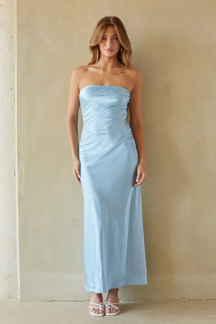 Romina Strapless Satin Maxi Dress