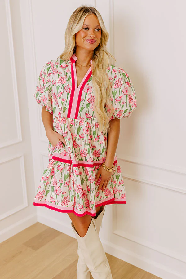 Fresh Horizon Floral Mini Dress in Pink
