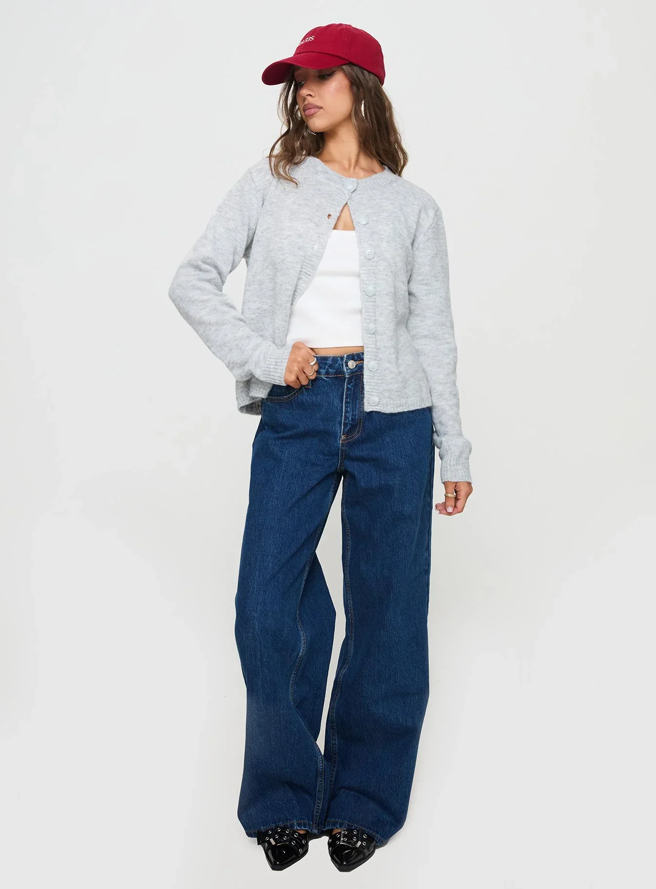 Shima Low Rise Slouch Jeans Mid Wash