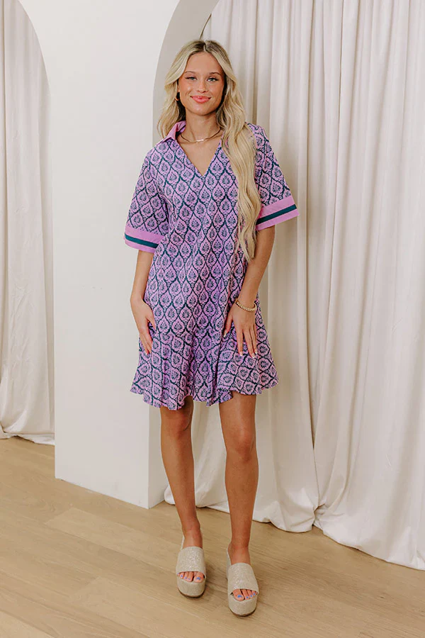 French Market Promenade Mini Dress in Violet