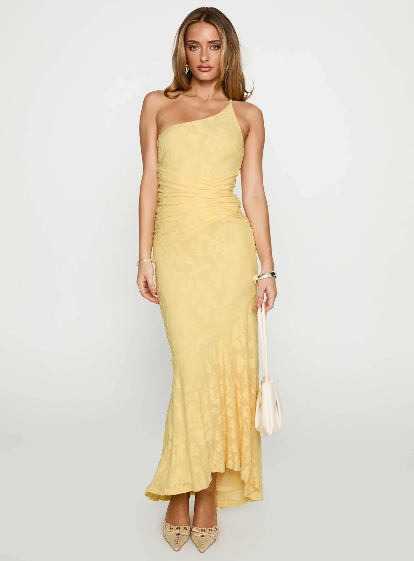 Starlights One Shoulder Maxi Dress Lemon