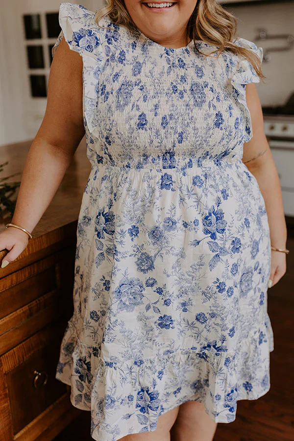 Whimsical Daydream Floral Smocked Mini Dress Curves