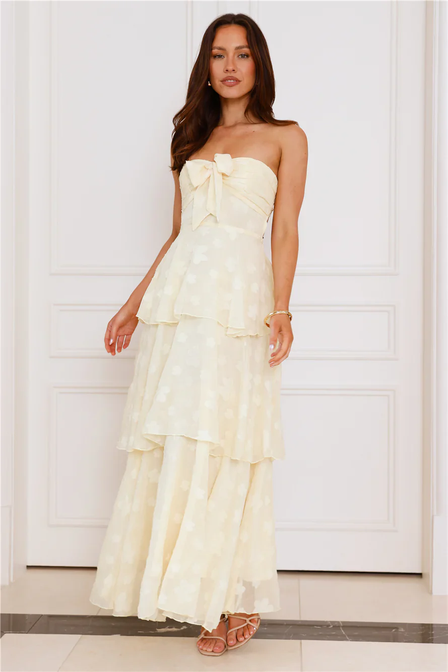 Tranquil Twilight Strapless Maxi Dress Yellow