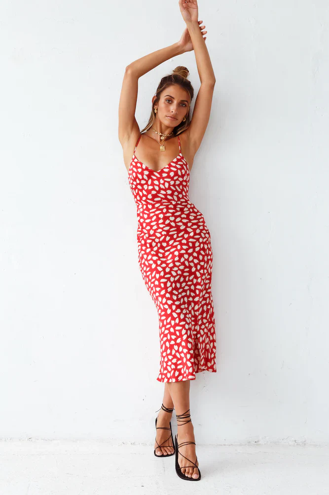 Next Flight Home Midi Dress Red