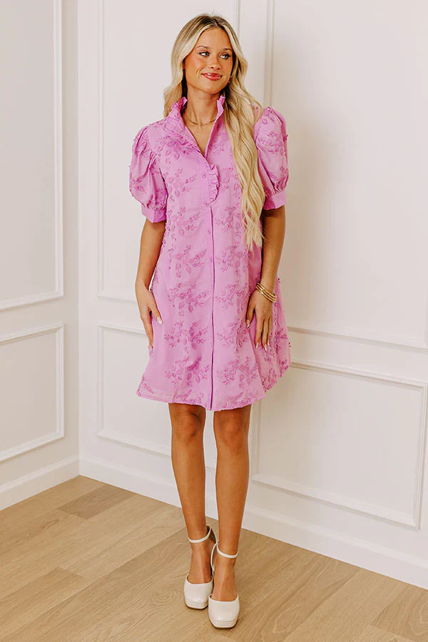 Sunday Brunch Embroidered Mini Dress in Lavender