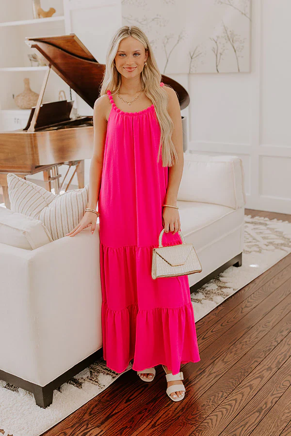 Feeling Giddy Maxi Dress in Hot Pink