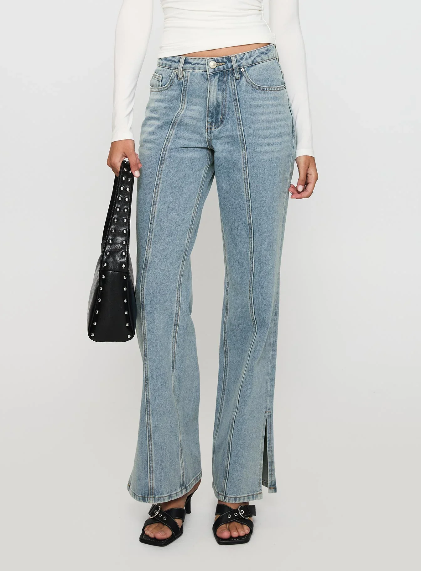 White Mustang Side Split Jean Light Blue