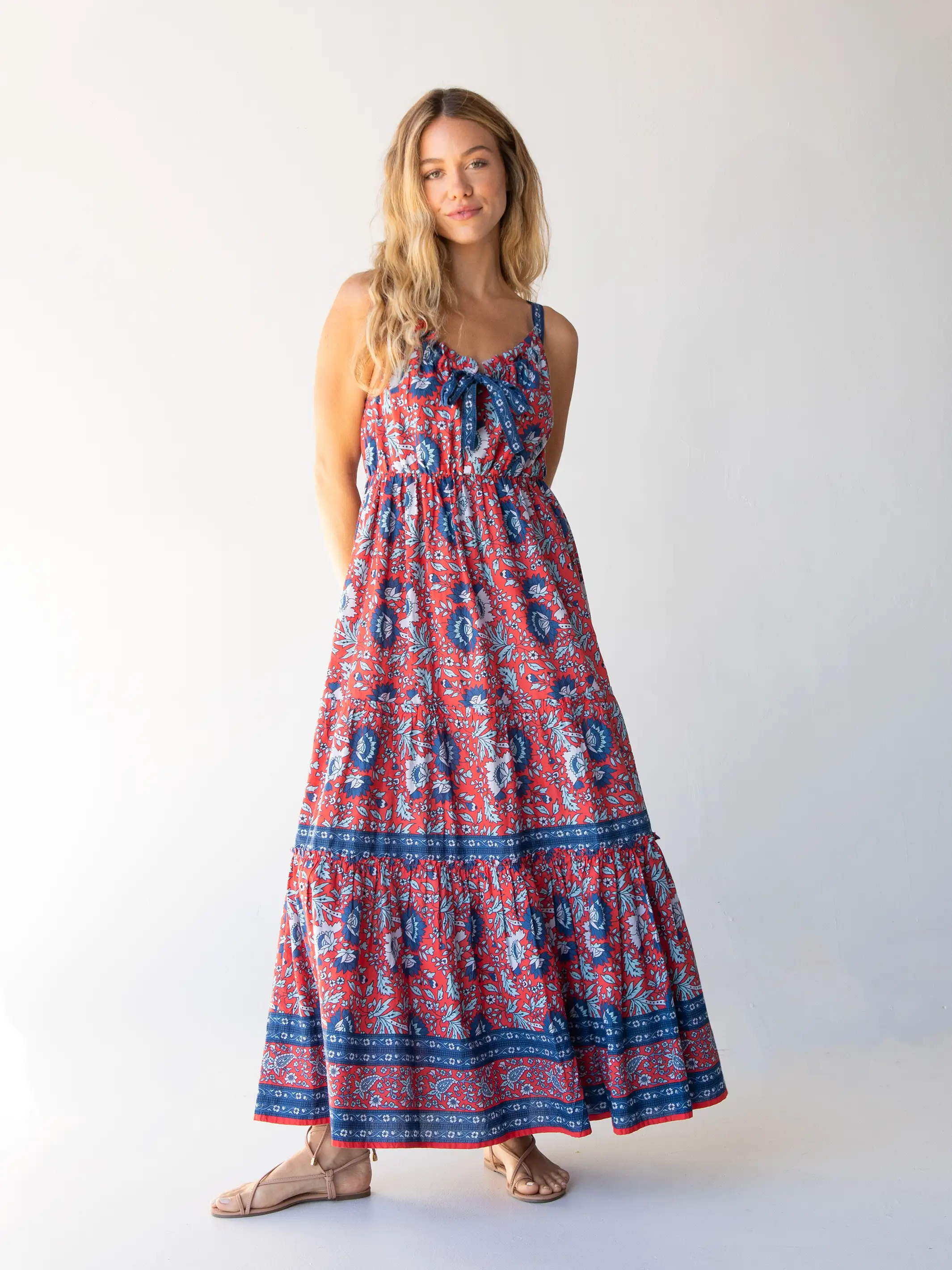 Isabella Maxi Dress - Red Blue Floral