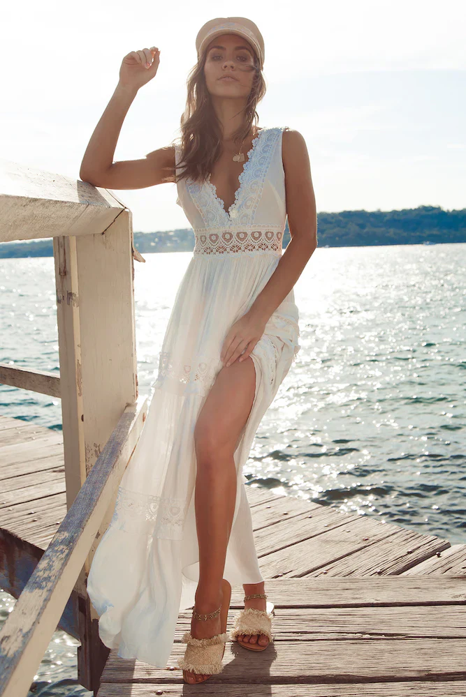 Playing Games Maxi Dress White