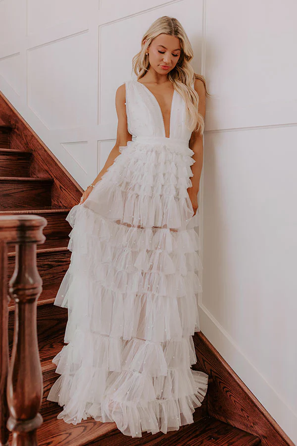 Falling For You Pearl Embellished Maxi Dress