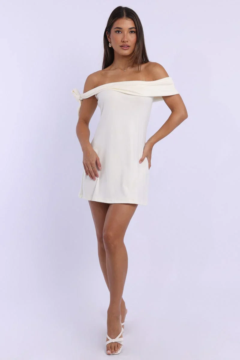 Yellow Off the Shoulder Mini Dress