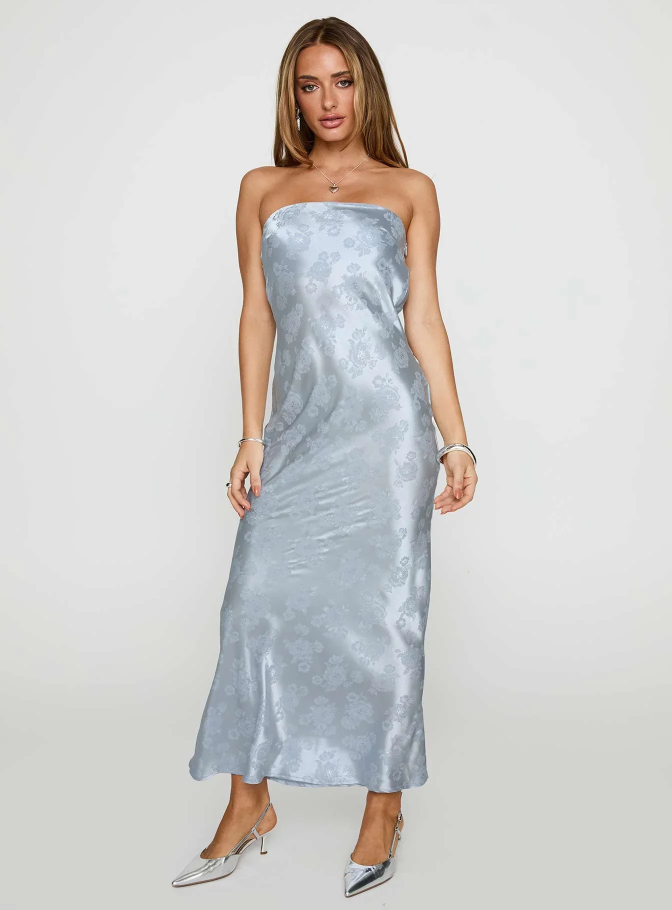 Haley Maxi Dress Blue Jacquard